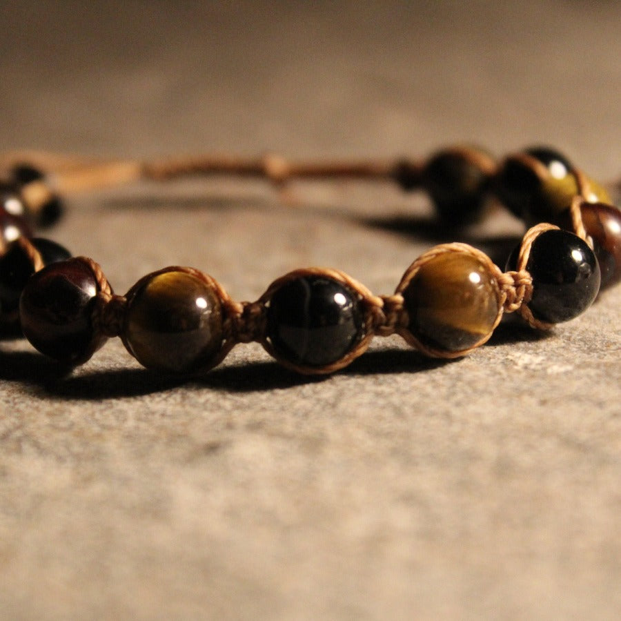 Ojo de tigre amarillo, rojo, azul - Pulsera Masai