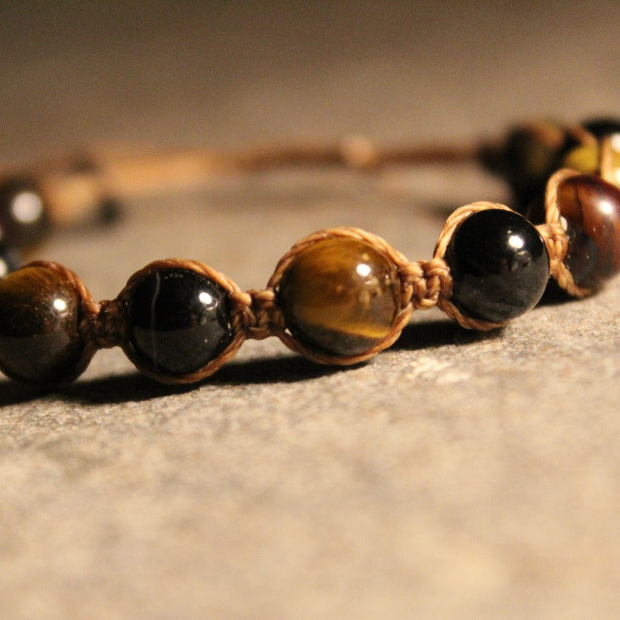 Ojo de tigre amarillo, rojo, azul - Pulsera Masai