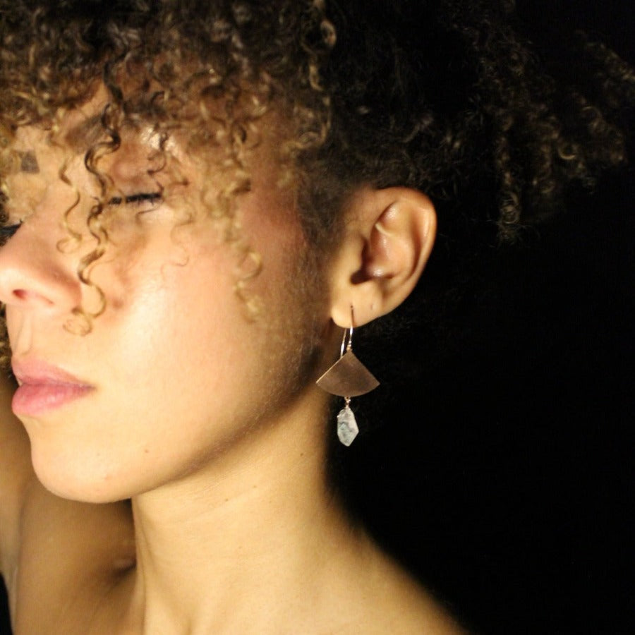 Hyaline Quartz &amp; 925 Silver - Raw Earrings