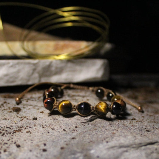 Tiger eye yellow, red, blue - Masai bracelet