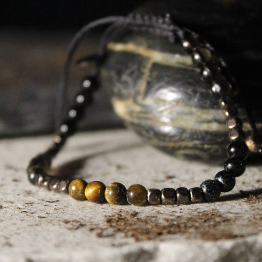 Ojo de tigre, turmalina negra y cuarzo ahumado - Pulsera Youniverse