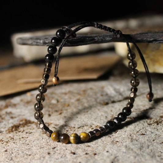 Tiger Eye, Black Tourmaline &amp; Smoky Quartz - Youniverse Bracelet