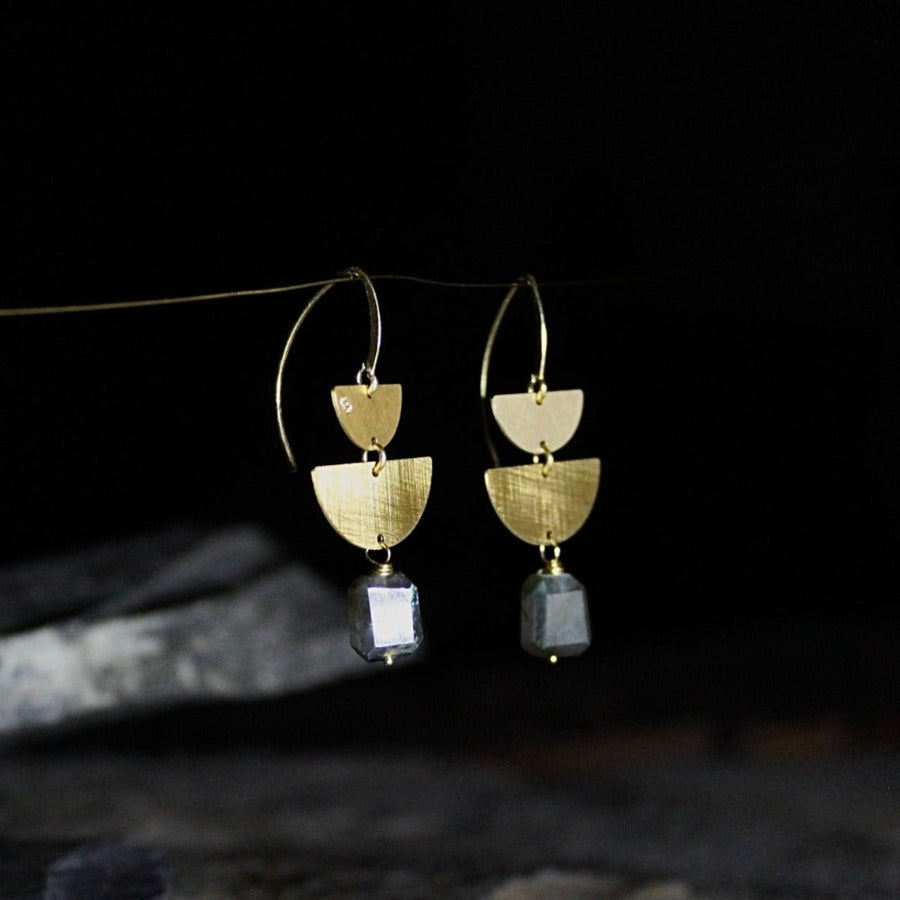 Labradorite &amp; 925 Silver - Raw Earrings 