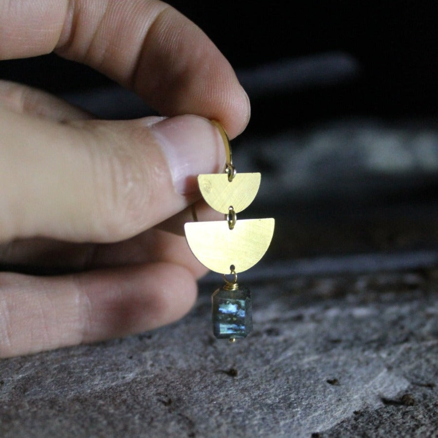 Labradorite &amp; 925 Silver - Raw Earrings 
