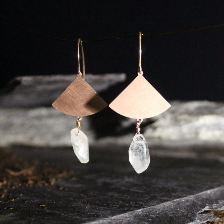 Hyaline Quartz &amp; 925 Silver - Raw Earrings