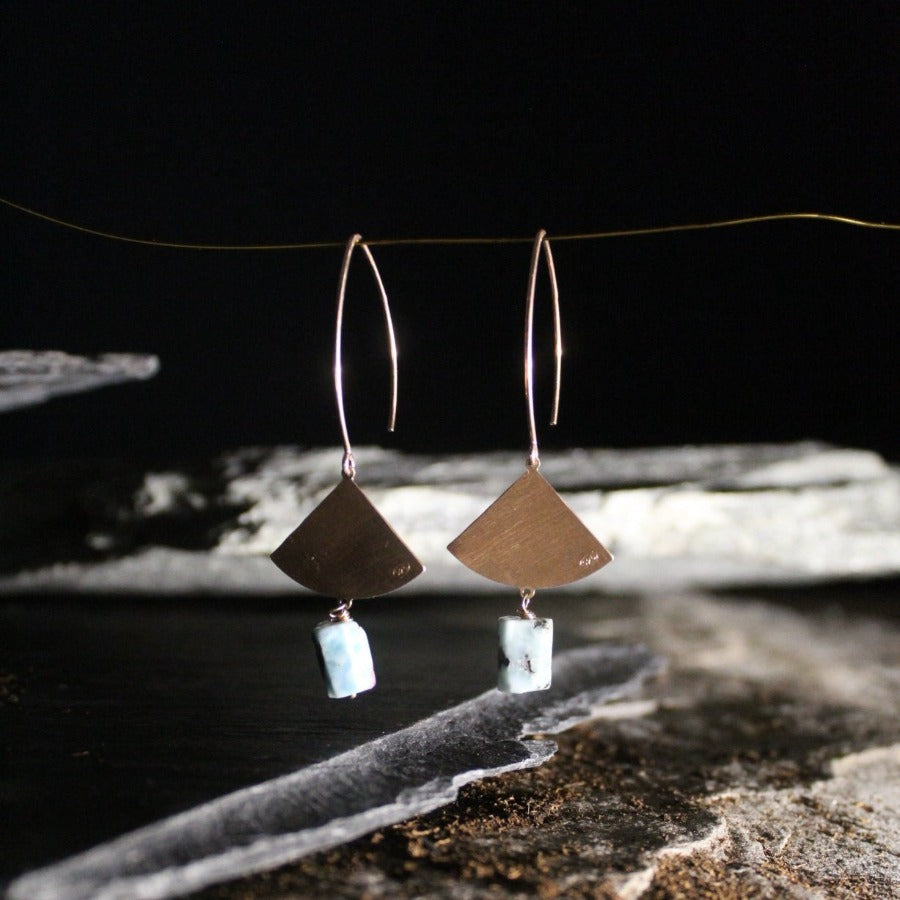 Larimar &amp; 925 Silver - Raw Earring