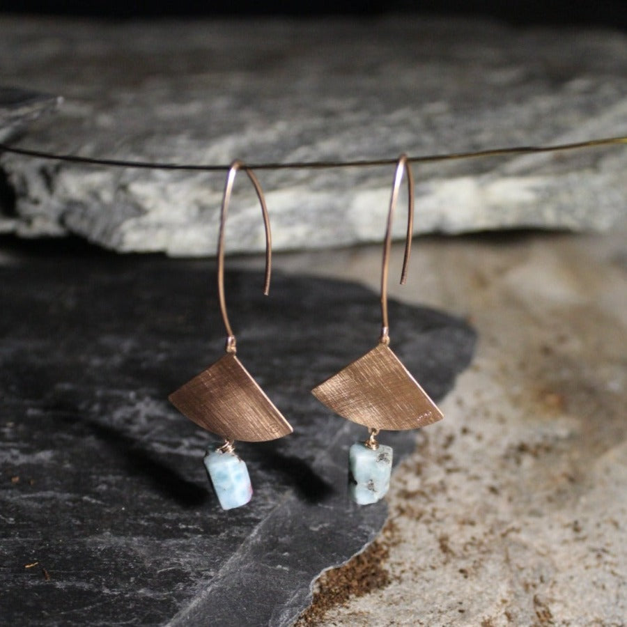 Larimar &amp; 925 Silver - Raw Earring