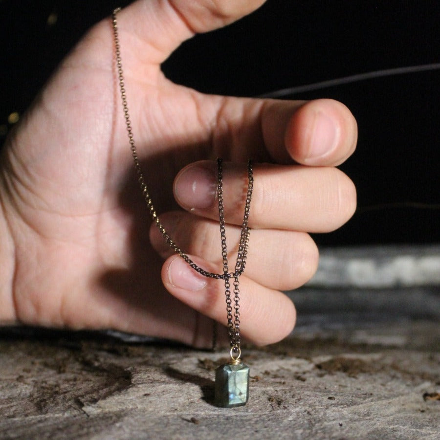 Labradorite &amp; 925 Silver - Raw Necklace