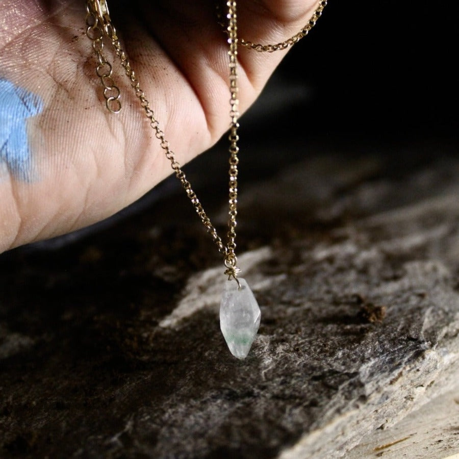 Hyaline Quartz &amp; 925 Silver - Raw Necklace