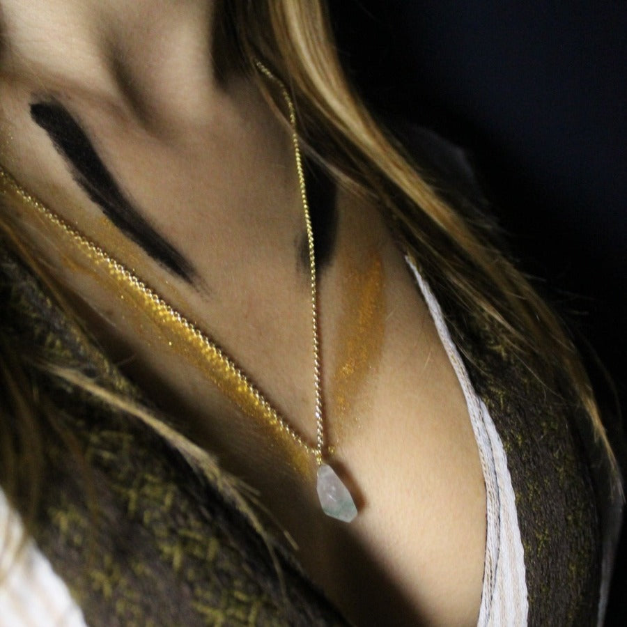 Hyaline Quartz &amp; 925 Silver - Raw Necklace